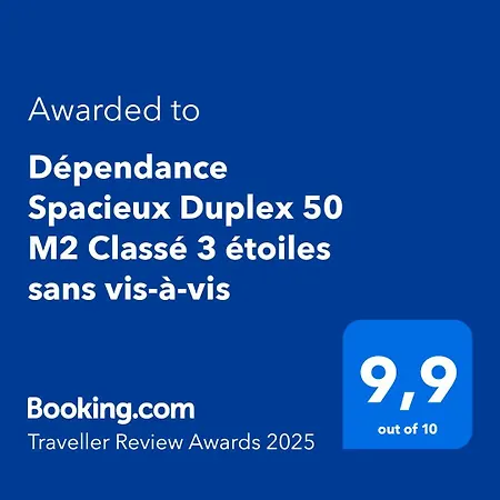 Apartment Spacieuse Dependance Duplex 50 M2 Classe 3 Etoiles Sans Vis-a-vis